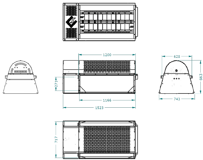 Размеры инфракрасных обогревателей EUCERAMIC ARENA 44/12+12